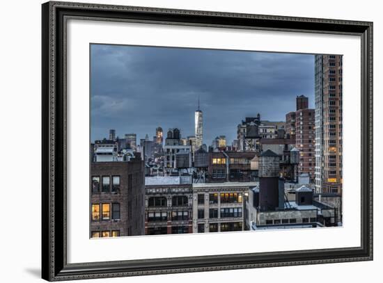 Usa, New York, Freedom Tower over Rooftops and Water Tanks-Alan Copson-Framed Photographic Print