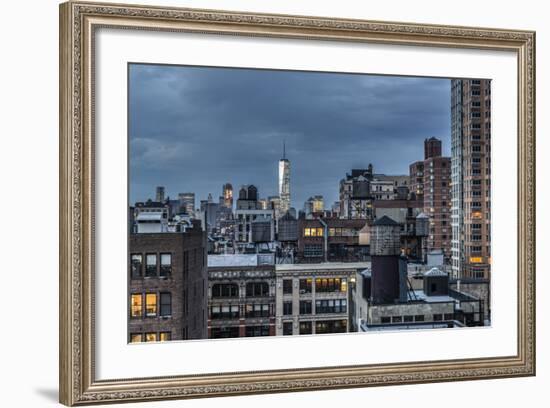 Usa, New York, Freedom Tower over Rooftops and Water Tanks-Alan Copson-Framed Photographic Print