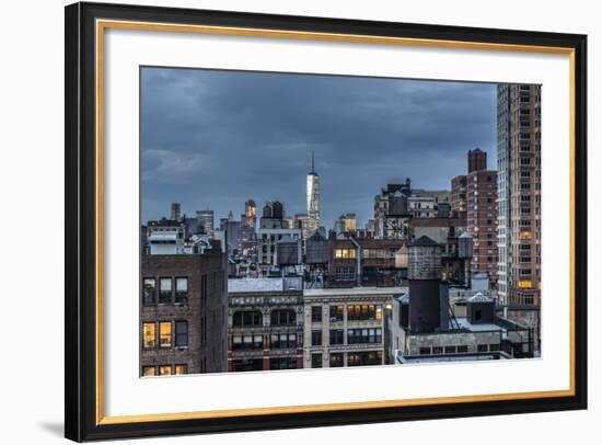 Usa, New York, Freedom Tower over Rooftops and Water Tanks-Alan Copson-Framed Photographic Print