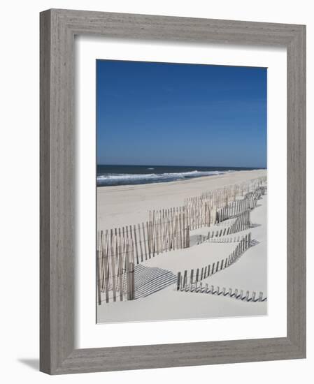 USA, New York, Long Island, the Hamptons, Westhampton Beach, Beach Erosion Fence-Walter Bibikow-Framed Photographic Print