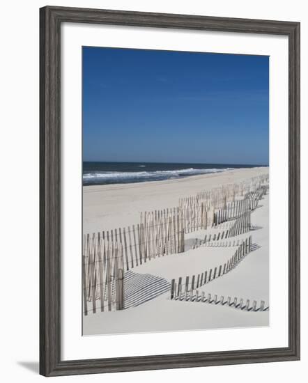 USA, New York, Long Island, the Hamptons, Westhampton Beach, Beach Erosion Fence-Walter Bibikow-Framed Photographic Print