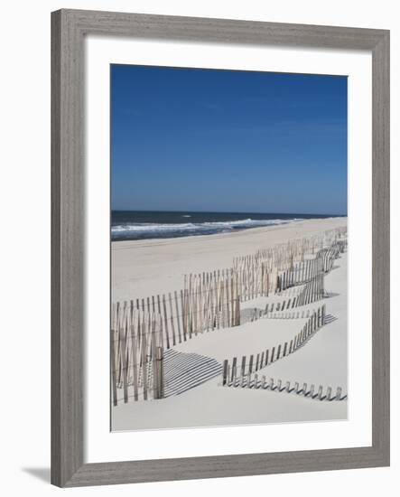 USA, New York, Long Island, the Hamptons, Westhampton Beach, Beach Erosion Fence-Walter Bibikow-Framed Photographic Print