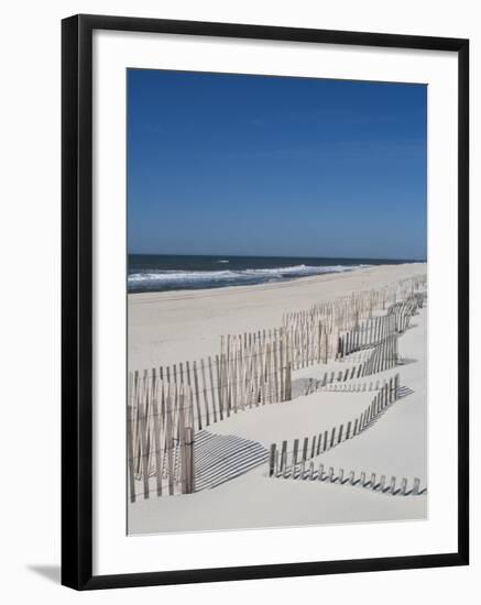 USA, New York, Long Island, the Hamptons, Westhampton Beach, Beach Erosion Fence-Walter Bibikow-Framed Photographic Print