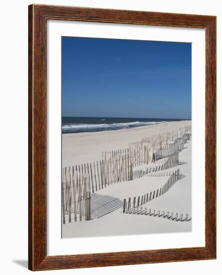 USA, New York, Long Island, the Hamptons, Westhampton Beach, Beach Erosion Fence-Walter Bibikow-Framed Photographic Print