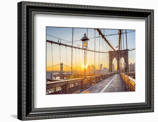 Usa, New York, Manhattan, Brooklyn Bridge at Sunrise-Alan Copson-Framed Photographic Print