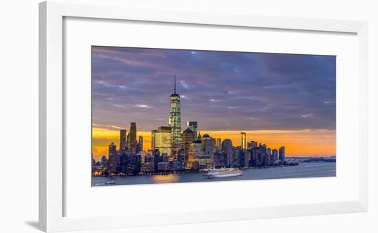 USA, New York, Manhattan, Lower Manhattan and World Trade Center, Freedom Tower across Hudson River-Alan Copson-Framed Photographic Print