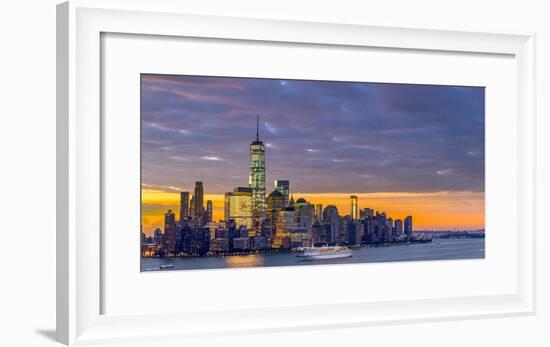 USA, New York, Manhattan, Lower Manhattan and World Trade Center, Freedom Tower across Hudson River-Alan Copson-Framed Photographic Print