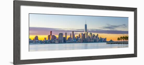 USA, New York, Manhattan, Lower Manhattan and World Trade Center, Freedom Tower across Hudson River-Alan Copson-Framed Photographic Print