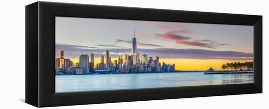 USA, New York, Manhattan, Lower Manhattan and World Trade Center, Freedom Tower across Hudson River-Alan Copson-Framed Premier Image Canvas