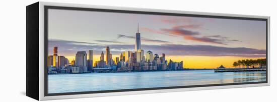 USA, New York, Manhattan, Lower Manhattan and World Trade Center, Freedom Tower across Hudson River-Alan Copson-Framed Premier Image Canvas