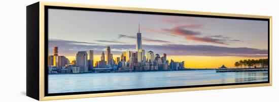 USA, New York, Manhattan, Lower Manhattan and World Trade Center, Freedom Tower across Hudson River-Alan Copson-Framed Premier Image Canvas