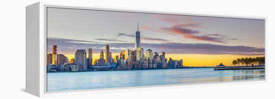 USA, New York, Manhattan, Lower Manhattan and World Trade Center, Freedom Tower across Hudson River-Alan Copson-Framed Premier Image Canvas