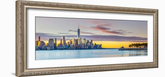 USA, New York, Manhattan, Lower Manhattan and World Trade Center, Freedom Tower across Hudson River-Alan Copson-Framed Photographic Print