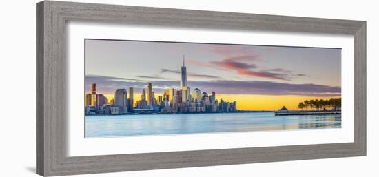 USA, New York, Manhattan, Lower Manhattan and World Trade Center, Freedom Tower across Hudson River-Alan Copson-Framed Photographic Print