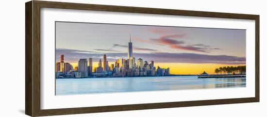 USA, New York, Manhattan, Lower Manhattan and World Trade Center, Freedom Tower across Hudson River-Alan Copson-Framed Photographic Print