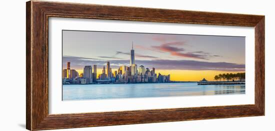 USA, New York, Manhattan, Lower Manhattan and World Trade Center, Freedom Tower across Hudson River-Alan Copson-Framed Photographic Print