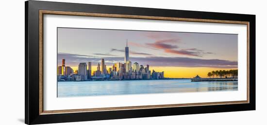 USA, New York, Manhattan, Lower Manhattan and World Trade Center, Freedom Tower across Hudson River-Alan Copson-Framed Photographic Print