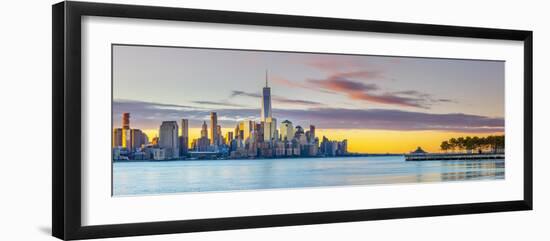 USA, New York, Manhattan, Lower Manhattan and World Trade Center, Freedom Tower across Hudson River-Alan Copson-Framed Photographic Print