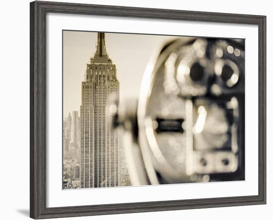 USA, New York, Manhattan, Midtown, Empire State Building from Top of the Rock, Rockefeller Center, -Alan Copson-Framed Photographic Print