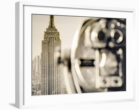 USA, New York, Manhattan, Midtown, Empire State Building from Top of the Rock, Rockefeller Center, -Alan Copson-Framed Photographic Print