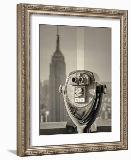 USA, New York, Manhattan, Midtown, Empire State Building from Top of the Rock, Rockefeller Center, -Alan Copson-Framed Photographic Print