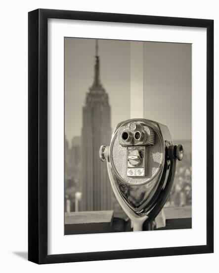 USA, New York, Manhattan, Midtown, Empire State Building from Top of the Rock, Rockefeller Center, -Alan Copson-Framed Photographic Print