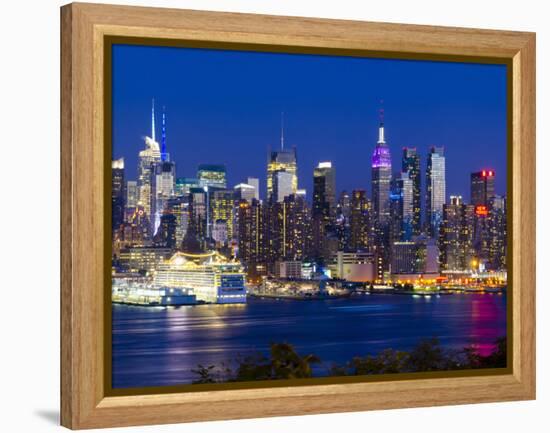 USA, New York, Manhattan, Midtown Skyline with the Empitre State Building across the Hudson River-Alan Copson-Framed Premier Image Canvas