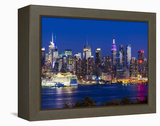 USA, New York, Manhattan, Midtown Skyline with the Empitre State Building across the Hudson River-Alan Copson-Framed Premier Image Canvas