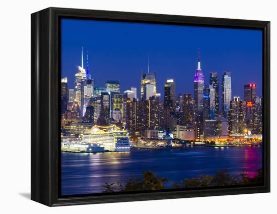 USA, New York, Manhattan, Midtown Skyline with the Empitre State Building across the Hudson River-Alan Copson-Framed Premier Image Canvas