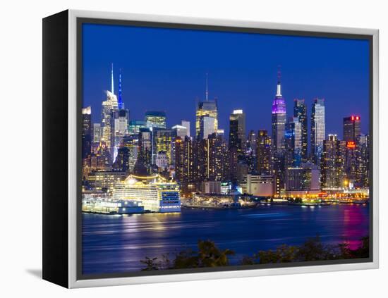 USA, New York, Manhattan, Midtown Skyline with the Empitre State Building across the Hudson River-Alan Copson-Framed Premier Image Canvas
