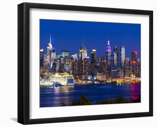 USA, New York, Manhattan, Midtown Skyline with the Empitre State Building across the Hudson River-Alan Copson-Framed Photographic Print