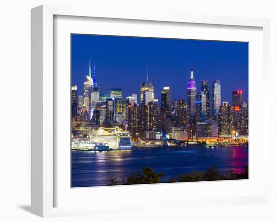 USA, New York, Manhattan, Midtown Skyline with the Empitre State Building across the Hudson River-Alan Copson-Framed Photographic Print