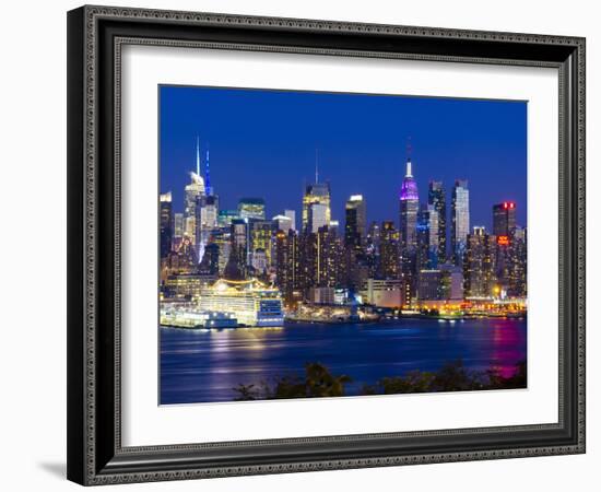 USA, New York, Manhattan, Midtown Skyline with the Empitre State Building across the Hudson River-Alan Copson-Framed Photographic Print