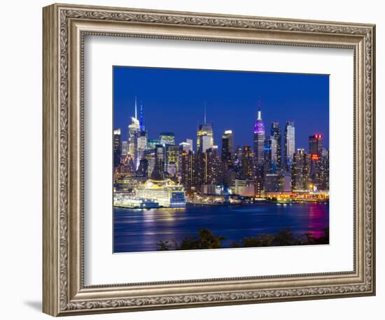 USA, New York, Manhattan, Midtown Skyline with the Empitre State Building across the Hudson River-Alan Copson-Framed Photographic Print