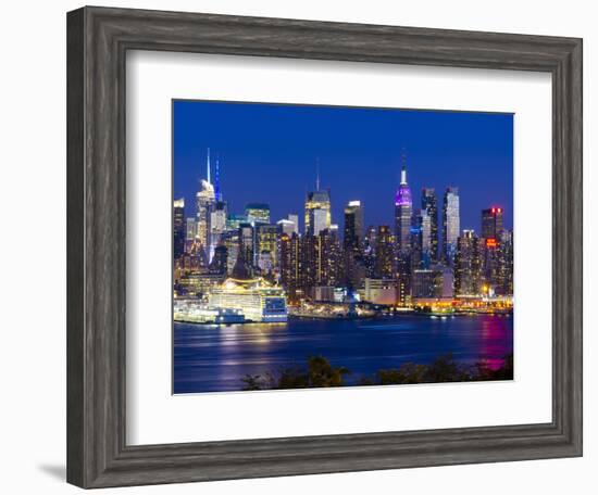 USA, New York, Manhattan, Midtown Skyline with the Empitre State Building across the Hudson River-Alan Copson-Framed Photographic Print