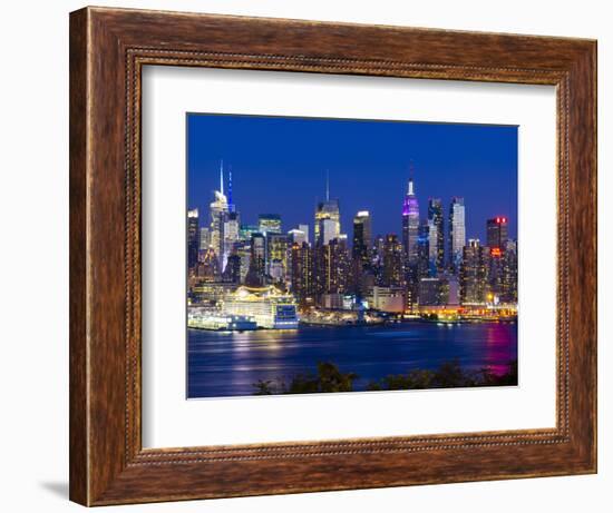 USA, New York, Manhattan, Midtown Skyline with the Empitre State Building across the Hudson River-Alan Copson-Framed Photographic Print