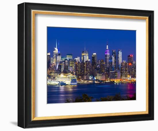 USA, New York, Manhattan, Midtown Skyline with the Empitre State Building across the Hudson River-Alan Copson-Framed Photographic Print