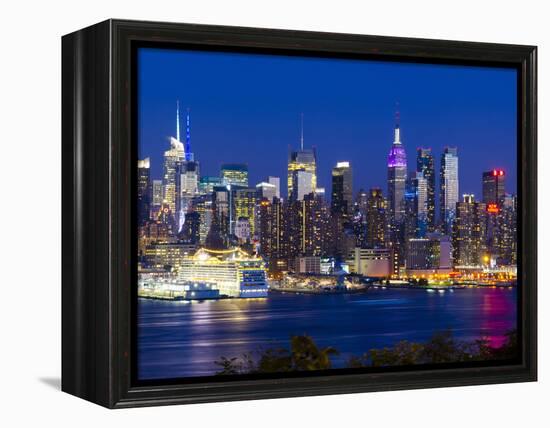 USA, New York, Manhattan, Midtown Skyline with the Empitre State Building across the Hudson River-Alan Copson-Framed Premier Image Canvas