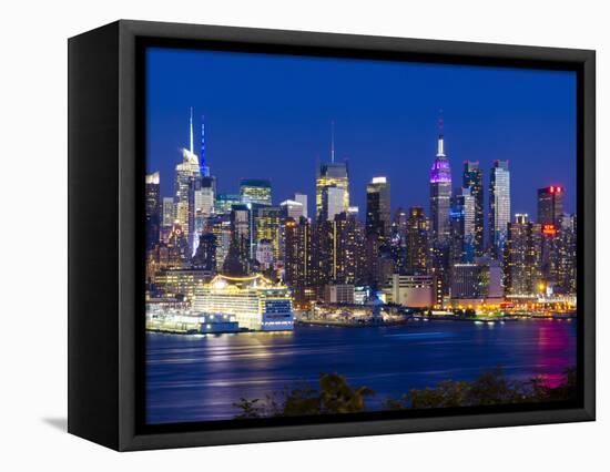 USA, New York, Manhattan, Midtown Skyline with the Empitre State Building across the Hudson River-Alan Copson-Framed Premier Image Canvas