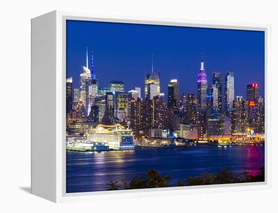 USA, New York, Manhattan, Midtown Skyline with the Empitre State Building across the Hudson River-Alan Copson-Framed Premier Image Canvas