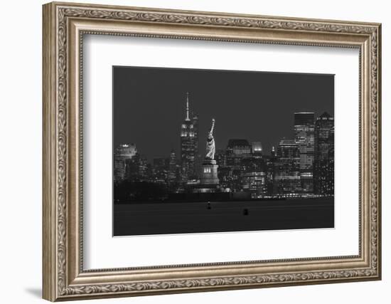 USA, New York, Manhattan, Skyline with Statue of Liberty-Christian Heeb-Framed Photographic Print