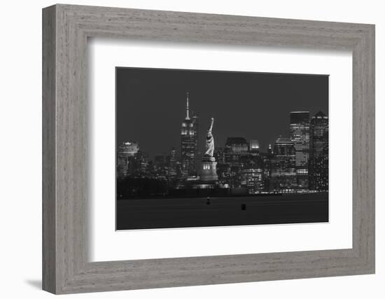 USA, New York, Manhattan, Skyline with Statue of Liberty-Christian Heeb-Framed Photographic Print