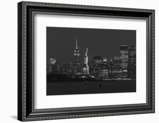 USA, New York, Manhattan, Skyline with Statue of Liberty-Christian Heeb-Framed Photographic Print