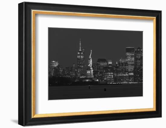 USA, New York, Manhattan, Skyline with Statue of Liberty-Christian Heeb-Framed Photographic Print