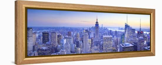 Usa, New York, Manhattan, Top of the Rock Observatory, Midtown Manhattan and Empire State Building-Michele Falzone-Framed Premier Image Canvas