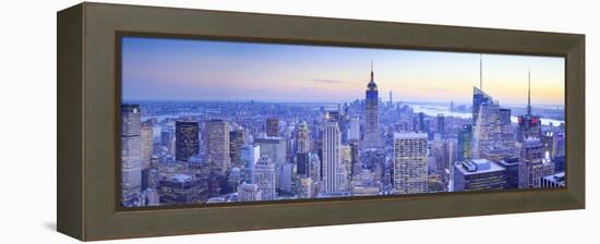 Usa, New York, Manhattan, Top of the Rock Observatory, Midtown Manhattan and Empire State Building-Michele Falzone-Framed Premier Image Canvas