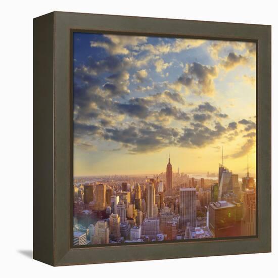 Usa, New York, Manhattan, Top of the Rock Observatory, Midtown Manhattan and Empire State Building-Michele Falzone-Framed Premier Image Canvas