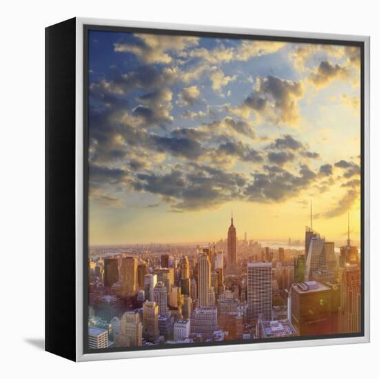 Usa, New York, Manhattan, Top of the Rock Observatory, Midtown Manhattan and Empire State Building-Michele Falzone-Framed Premier Image Canvas