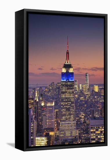 Usa, New York, Manhattan, Top of the Rock Observatory, Midtown Manhattan and Empire State Building-Michele Falzone-Framed Premier Image Canvas