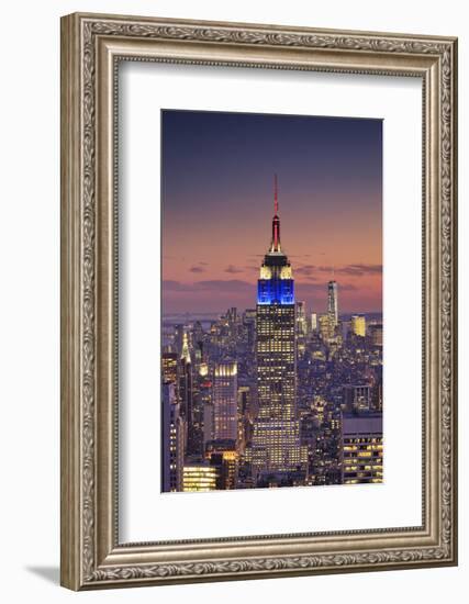 Usa, New York, Manhattan, Top of the Rock Observatory, Midtown Manhattan and Empire State Building-Michele Falzone-Framed Photographic Print